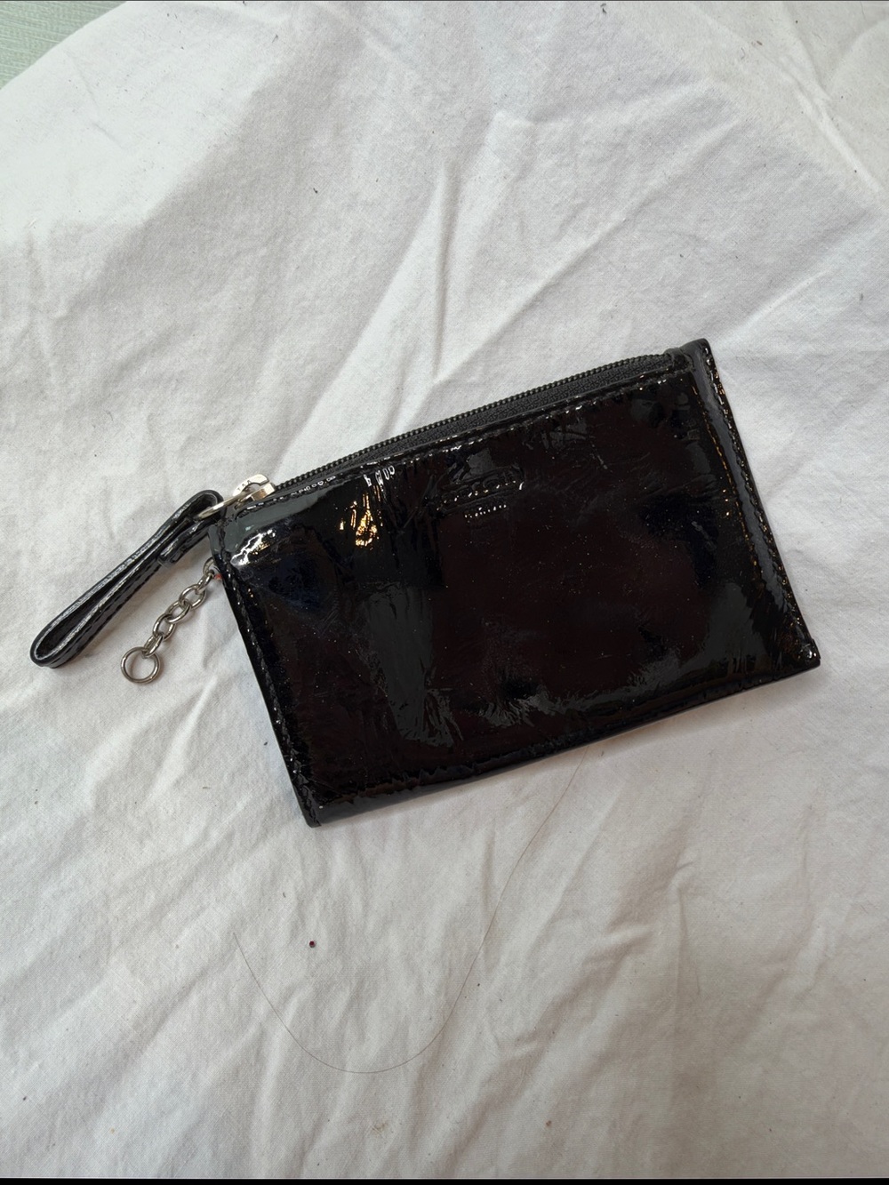 Coach poppy Patent Leather Black Wristlet coin wallet Pouch